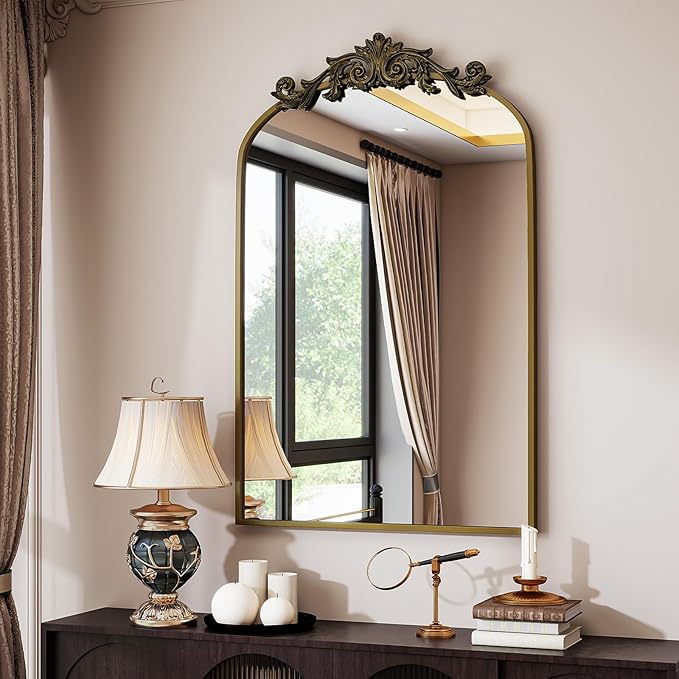 Vintage Arched Bathroom Mirror, 24x36 Inch Retro Wall Mounted Vanity Mirror - Image 7