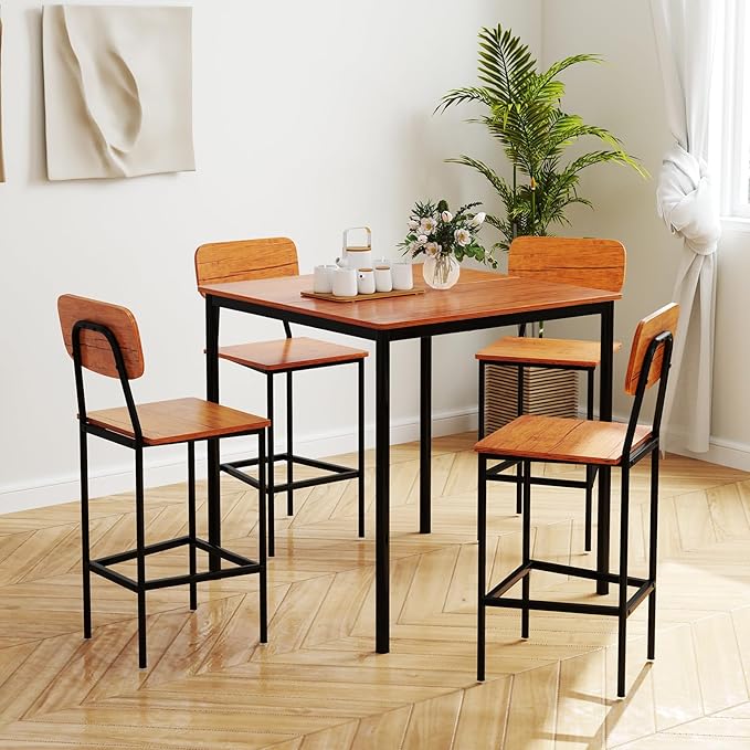 Tangkula Counter Height Dining Table Set, Bar Table and Chairs, Pub Table and - Image 2
