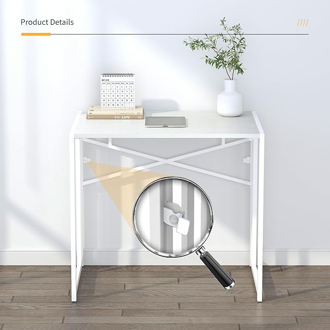 Small Folding Desk 32 inch, No Assembly Required Small Office Desk, Writing - Image 9