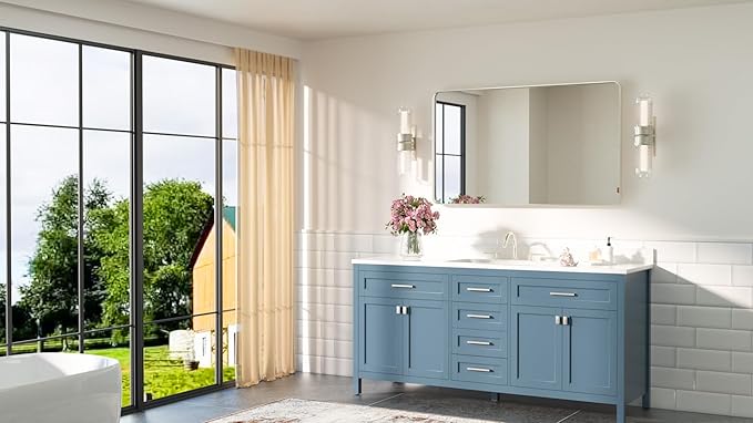 TETOTE Brushed Nickel Bathroom Mirror 40 x 24 Inch Brushed Nickel Metal Framed - Image 8
