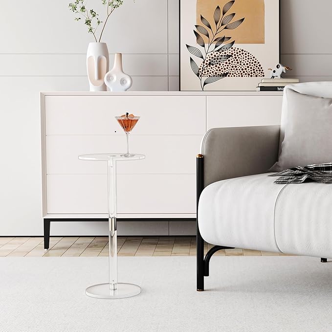 HMYHUM Acrylic Drink Table for Small Spaces, Drink Side/End Table for Living - Image 2