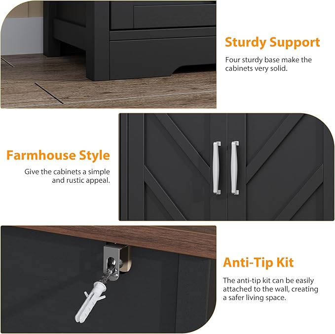 Buffet Sideboard with Storage Farmhouse with 4 Doors, Dining Room - Image 8