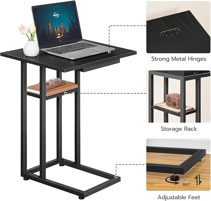 HOOBRO Foldable End Table, C Shaped Side Table - Image 7