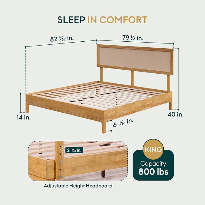 Nipe Platform Bed Frame with Headboard Size King - Image 2