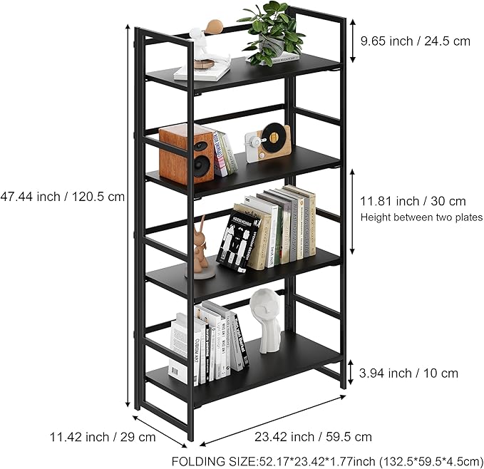 BHG Vintage Multifunctional Folding Bookshelf, No-Assembly Plant Stand Storage - Image 3