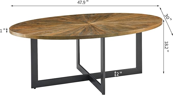 Solid Wood Oval Coffee Table - Image 2