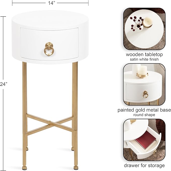 Kate and Laurel Decklyn Decorative Glam Round Side Table, Modern Circle Living - Image 3
