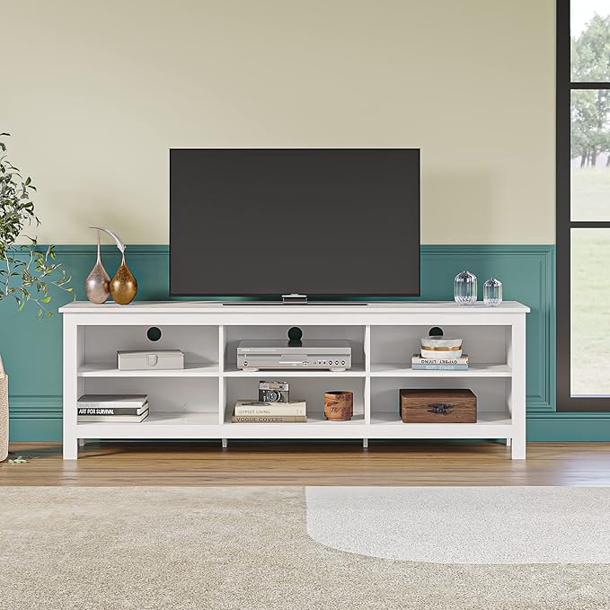 Panana TV Stand with 6 Cubby for 75 inch TV, Television Stands Entertainment - Image 2