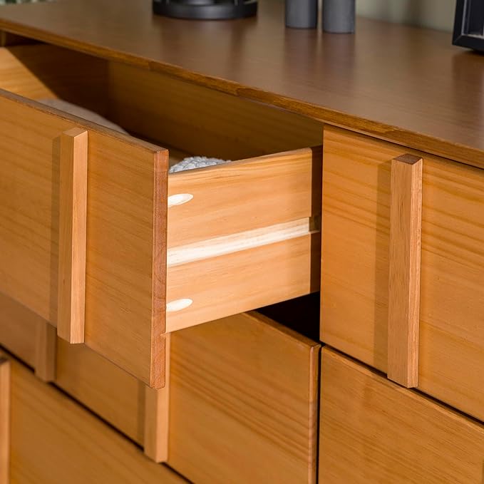 Walker Edison Contemporary Detailed 6-Drawer Solid Wood Dresser, 60 Inch - Image 8