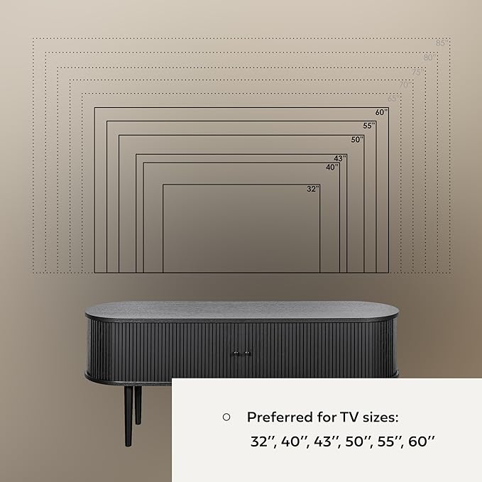 WERMO 55’’ Black TV Stand with Storage and Shelves - Image 6