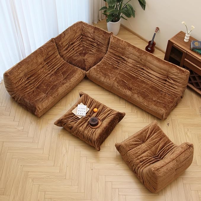 N&V Fireside Chair, Mid Century Armless Floor Sofa, Soft Premium Chenille Floor - Image 4