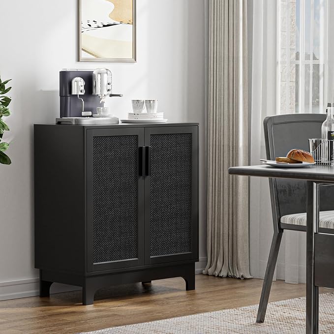 Black Rattan Cabinet, Natural Rattan Storage Cabinet - Image 7