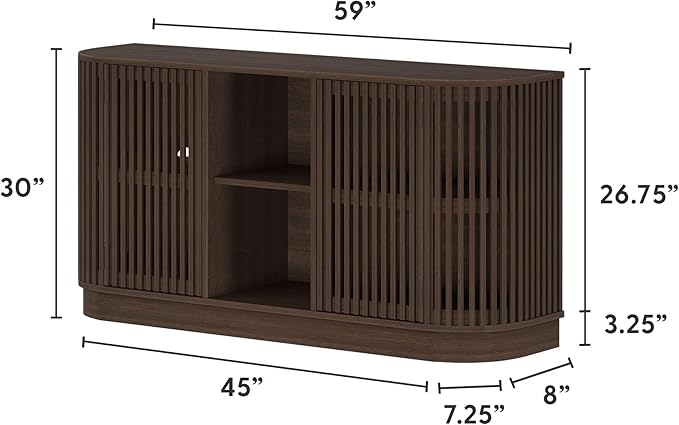 Plank+Beam Contour Wood TV Stand, Two Door Solid Wood Entertainment Console - Image 2