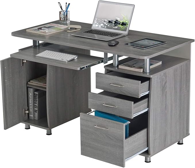 47.5'' Computer Desk with File Cabinet and Drawers, Storage Cabinet with - Image 7