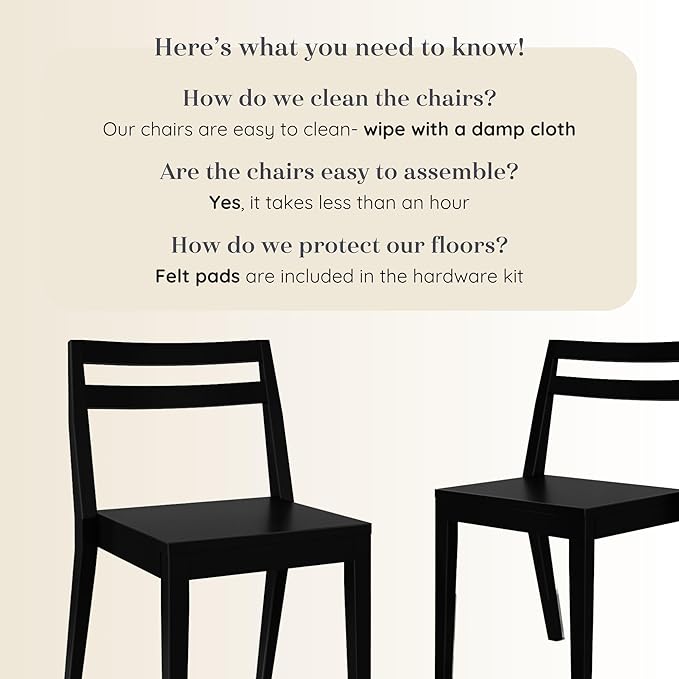 Grain & Grove Davie Dining Room Chairs Set of 2, Solid Wood Modern Kitchen Chair - Image 5