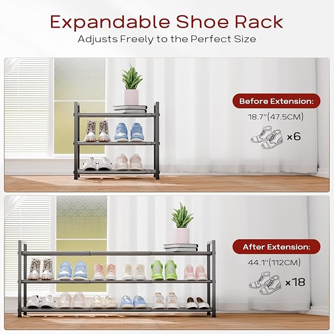 Bumusty 3-Tier Long Expandable Shoe Rack - Image 5