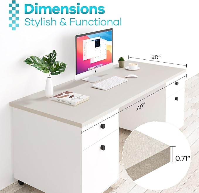 Kaboon Universal Tabletop 45"x20", Solid One-Piece Melamine Table Top, L-Desk - Image 3