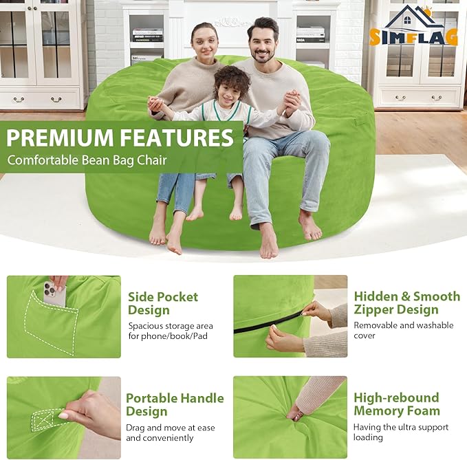 5FT Bean Bag Chair, Large Bean Bag Chairs - Image 4