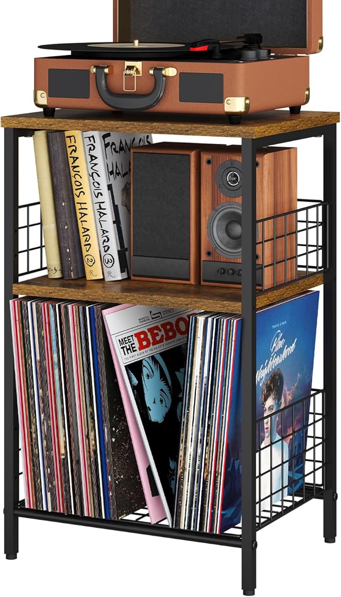 X-cosrack Side Table, Small End Table Record Player Stand - Image 6