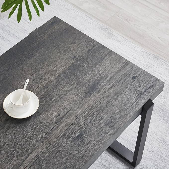 EXCEFUR Modern Coffee Table, Rustic Wood and Metal Center Table, Rectangle - Image 4