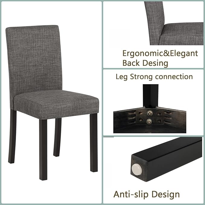 Dining Table Set for 4, 5-Piece Kitchen Table & Chairs Set - Image 7