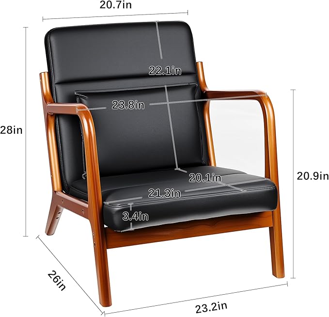 VECELO Mid-Century Modern Accent Chair - Image 3