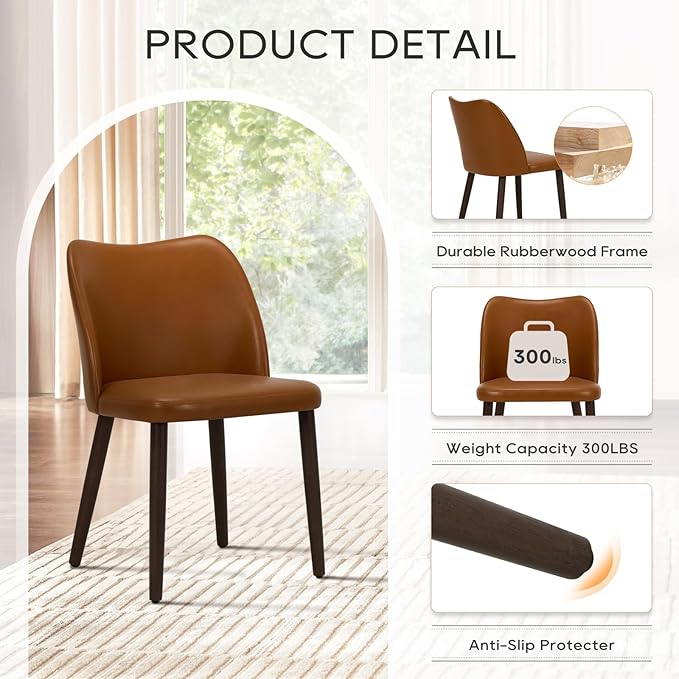 COLAMY Upholstered Dining Chairs Set of 6, Modern PU Leather Dining Room - Image 4