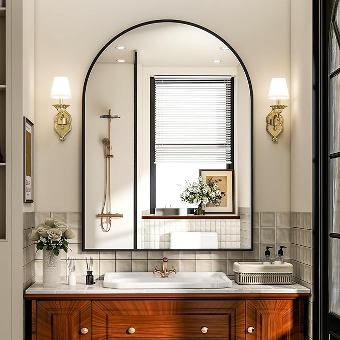 Arch Bathroom Mirror, 24x36 inch Arched Bathroom Mirror/Wall Mounted Vanity by EASLY