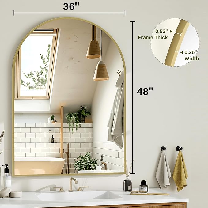 Arch Bathroom Mirror, 36x48 Inch - Image 2