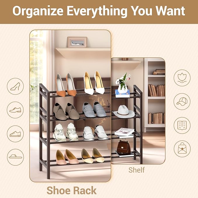 Haddockway Bamboo Shoe Rack for Closet, Free Standing Shoe Organizer - Image 5
