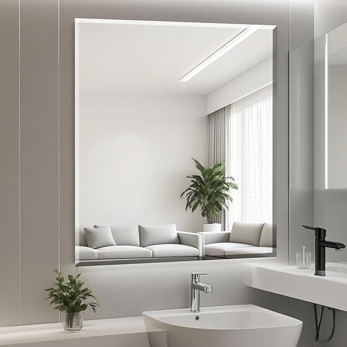 30x30 Frameless Mirror, Bathroom Vanity Mirror, Nano Glass Square Mirrors - Image 5