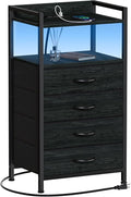 Furnulem Night Stand with Charging Station, Tall Dresser by Furnulem