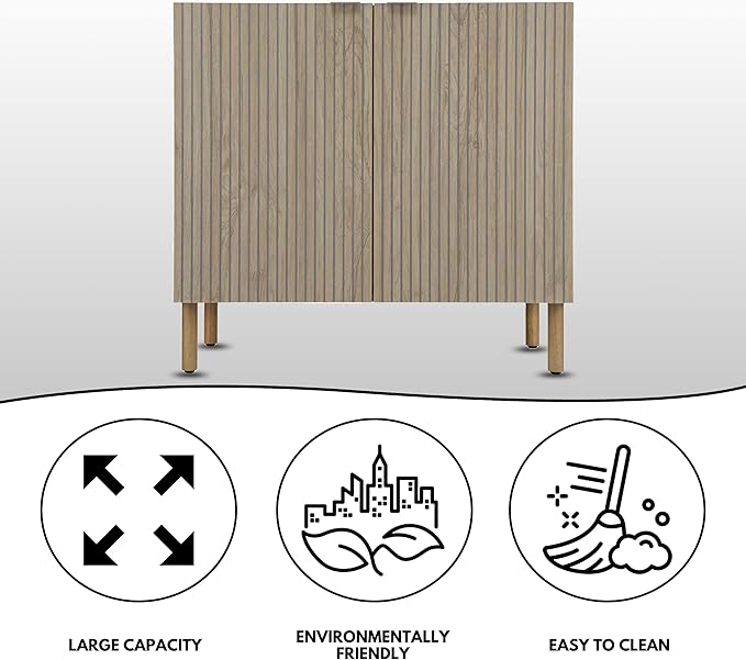 Sango Merk 2-Door Cabinet, Modern Brown Storage Cabinet - Image 5