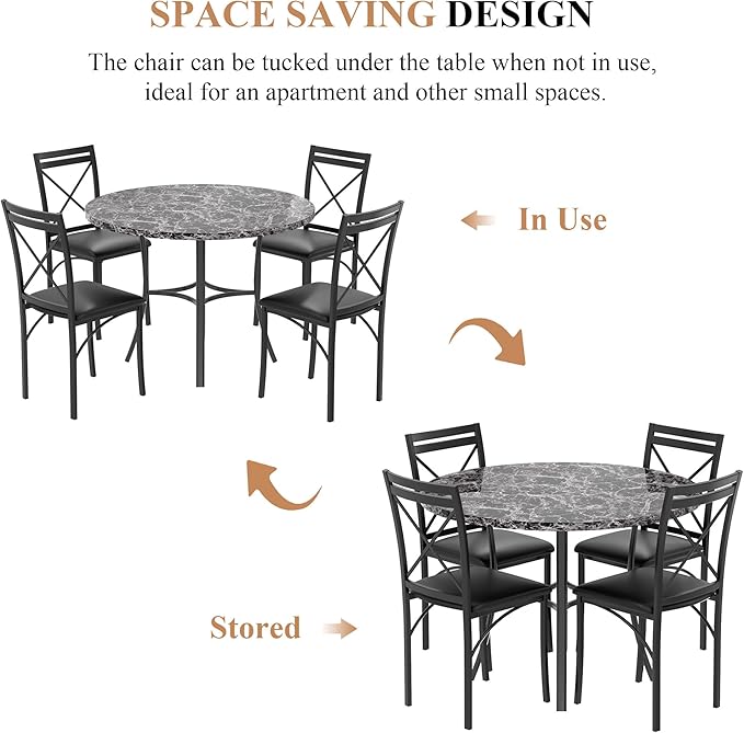 VECELO 5 Piece Dining Table Set - Image 4