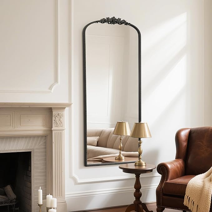 WallBeyond Arched Full Length Mirror Wall Mounted, 21x56 Inch Black Antique - Image 4