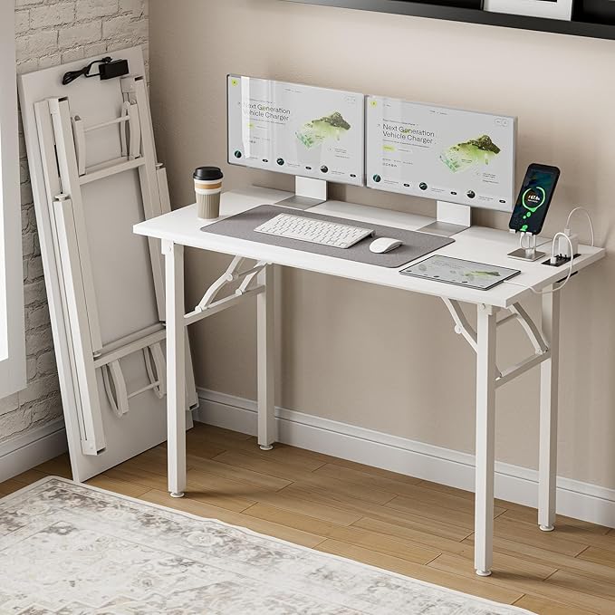 Frylr Small Folding Computer Desk – 43.3 Inch Portable Table by Frylr