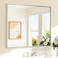 TETOTE Bathroom Mirror for Over Sink Brushed Nickel Beveled Frame 42" x 36" by TETOTE
