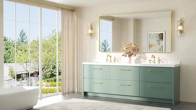 TETOTE 72 x 36 Inch Gold Framed Mirror Vanity Mirrors - Image 8