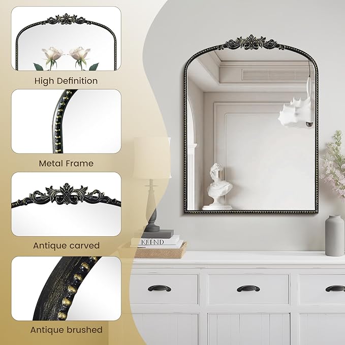 WallBeyond Gold Vintage Arched Wall Mirror, 24x32 Inch, Living Room - Image 8