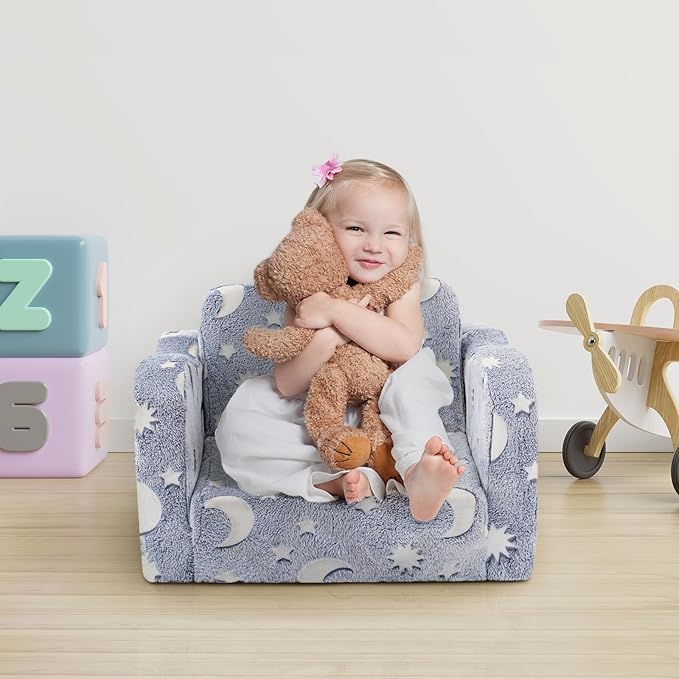 Kids Toddler Chair, 2-in-1 Toddler Couch Fold Out, Convertible Chairs - Image 2