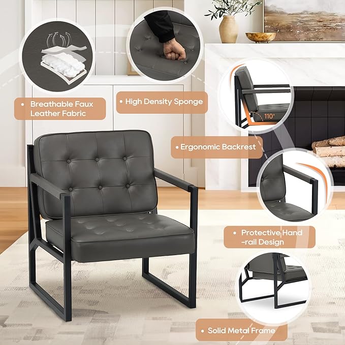 COLAMY Modern Accent Chair, Accent Arm Chair - Image 3