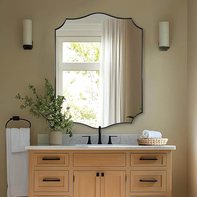 ANDY STAR 30x40 Inch Matte Black Mirror, Large Asymmetrical Wall Mirror in by ANDYSTAR