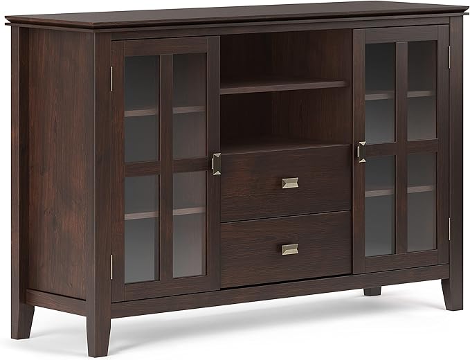 SIMPLIHOME Artisan SOLID WOOD 53 inch Wide Contemporary TV Media Stand in Dark by SimpliHome