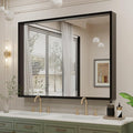 DENRICK Black Framed Mirror for Bathroom 48 x 30 Inch Matte Black Bathroom by DENRICK