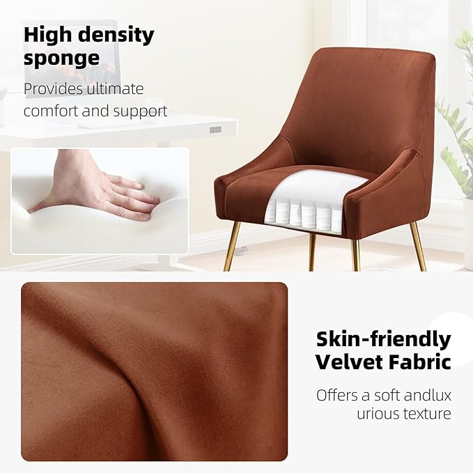 Velvet Dining Chairs Set of 2, Furniture Collection Modern Contemporary - Image 4