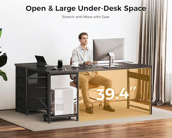 AODK L Shaped Gaming Desk with 4 Drawers, L Shaped Computer Desk with USB - Image 5