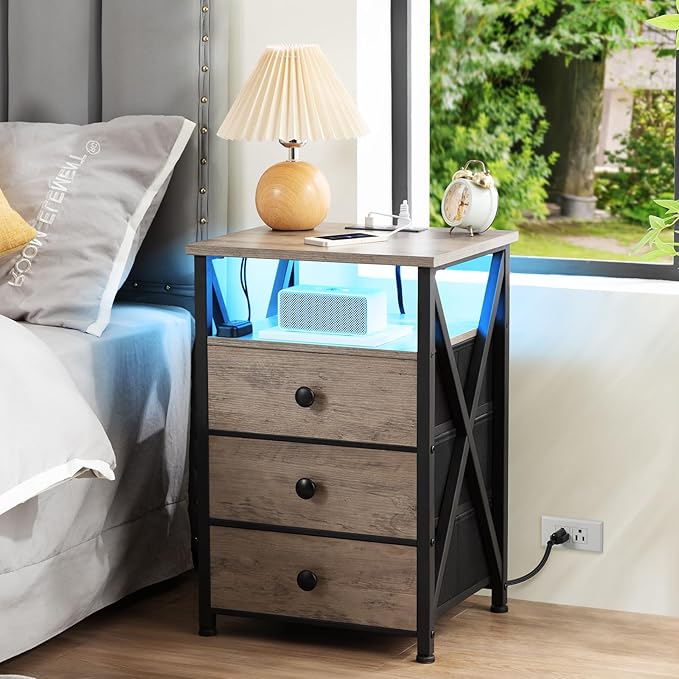 AMHANCIBLE LED Night Stand, Nightstand - Image 2