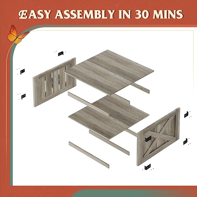 WLIVE Coffee Table, Farmhouse Coffee Table - Image 8