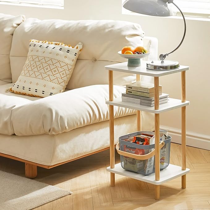 IBUYKE 3-Tier Side Table, Solid Wood Tall End Table - Image 2