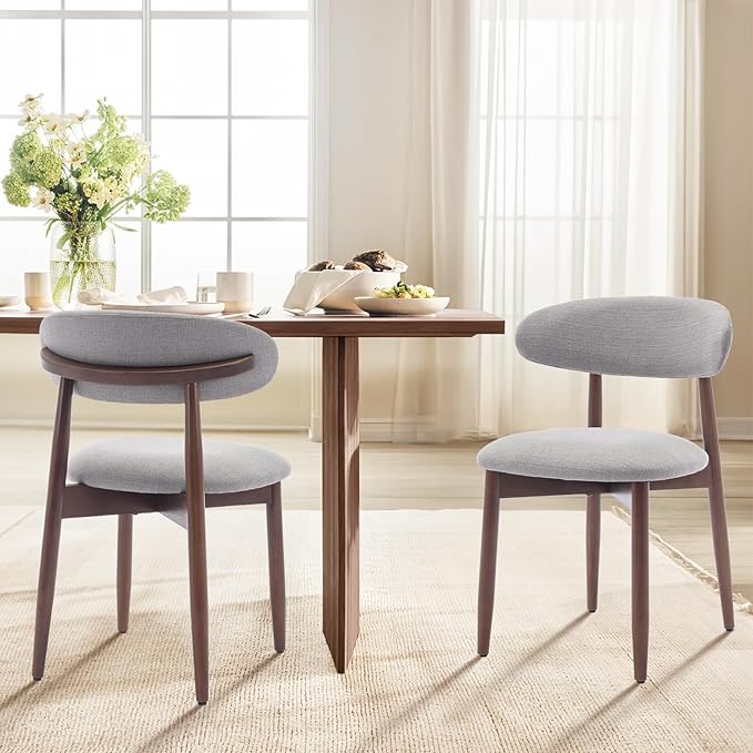 COLAMY Wooden Dining Chairs Set of 4, Modern Fabric Upholstered Kitchen Chairs - Image 8